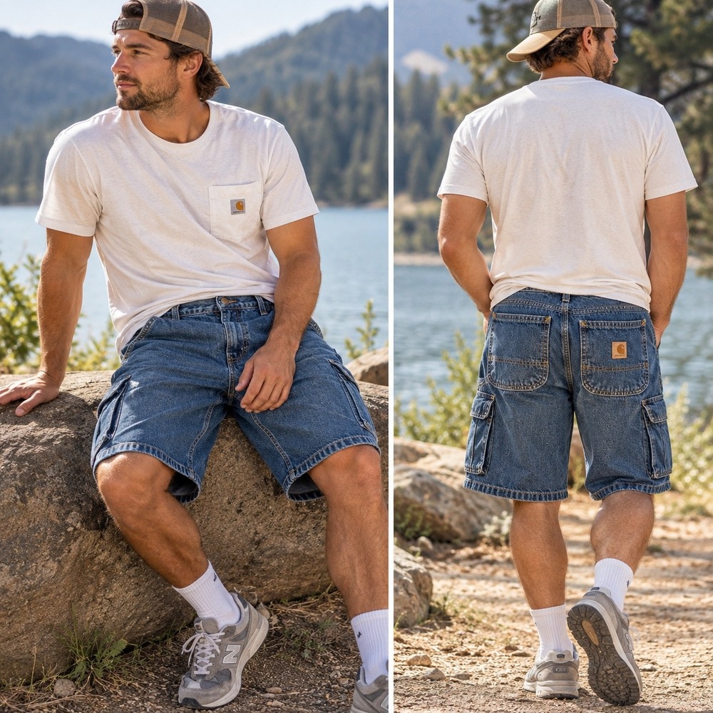 Carhartt B28-DPS Carpenter Denim Shorts Mens 30 Relaxed Fit Dark Wash Utility